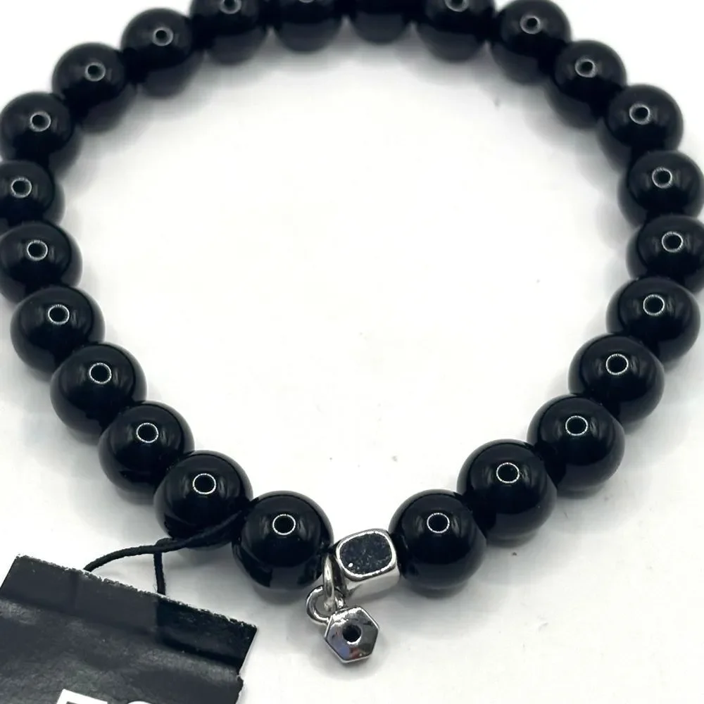 Express Black Glass Beaded Stretch Bracelet